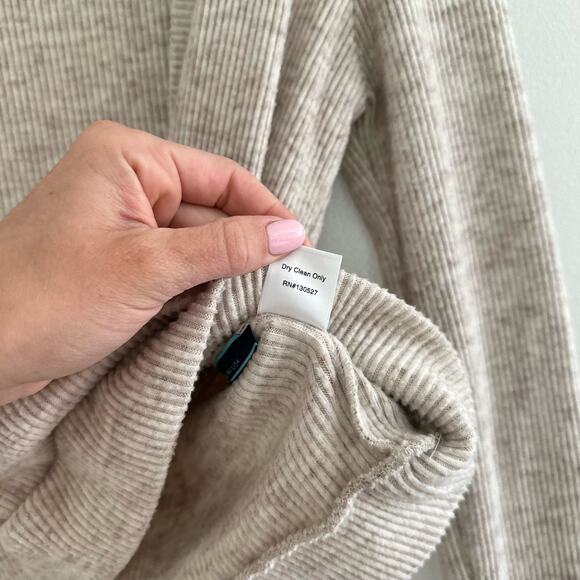 Shore Ribbed Knit Faux Wrap Sweater Cream S - Picture 7 of 9